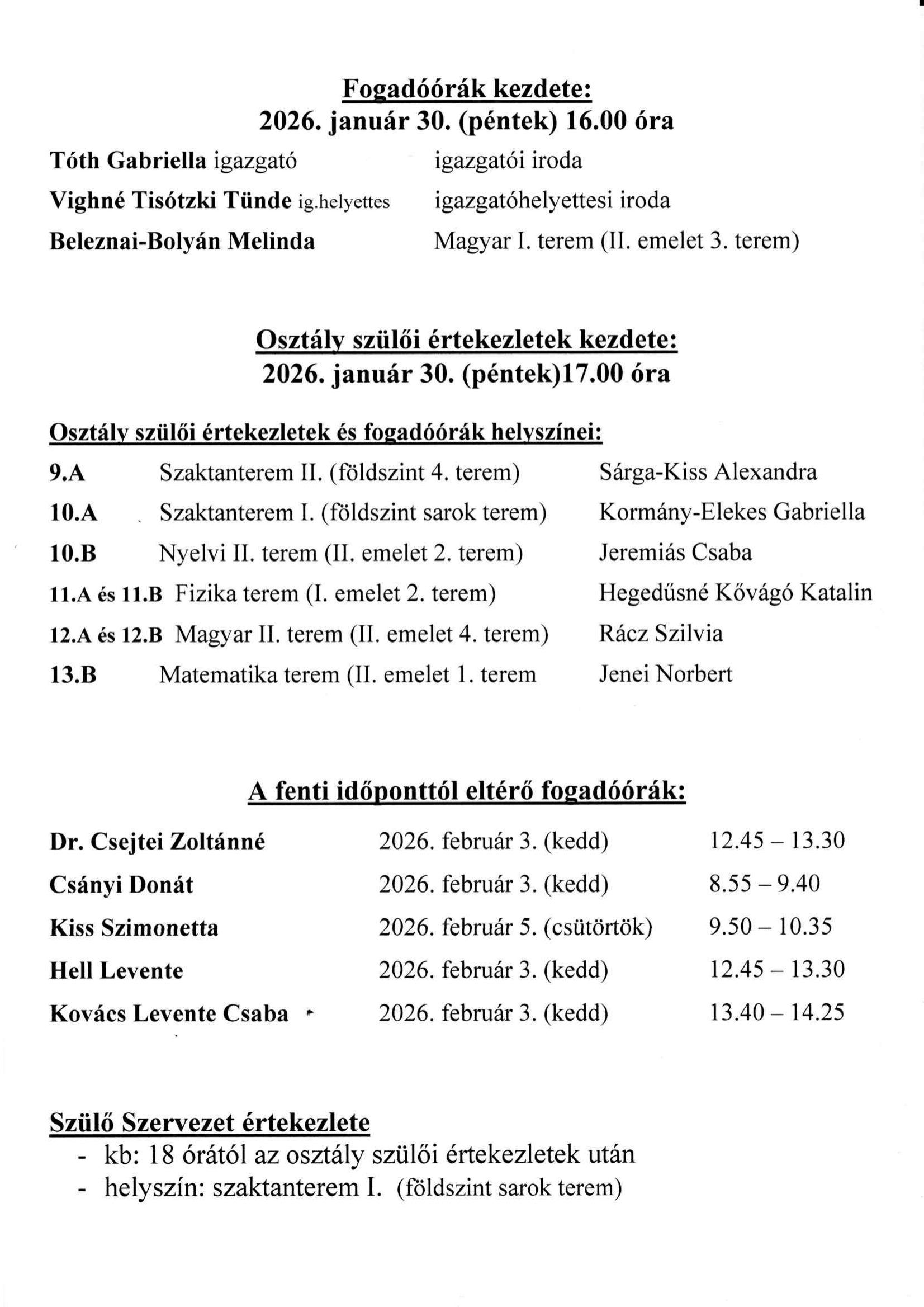 Szülői értekezlet